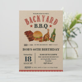 Convites Churrasco de quintal Male Birthday Red Gingham Art