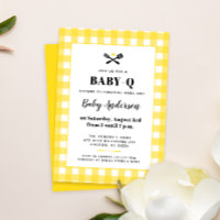 Churrasco de Revelação de Bebê em Xadrez Amarelo E