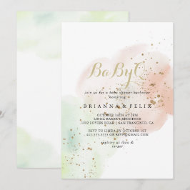 Convites Churrasco do Chá de fraldas Dourado Confetti BabyQ