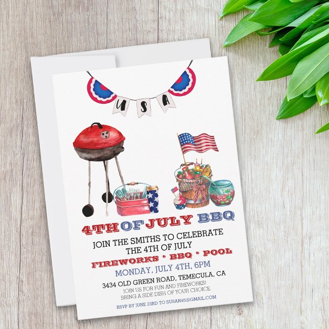 Convites Churrasco do Dia da Independência de 4 de Julho (Criador carregado)