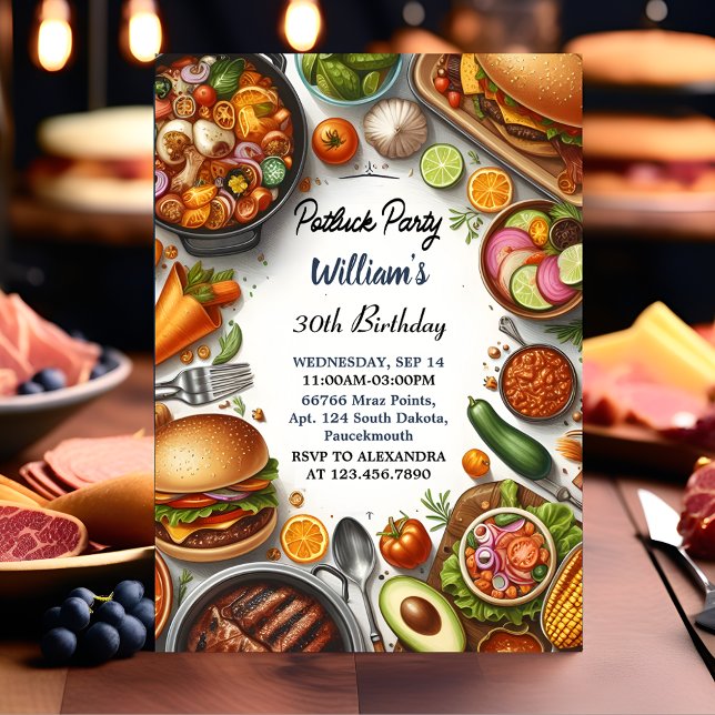 Convites Churrasco do Taco Chef de Sopa de Potluck (Criador carregado)