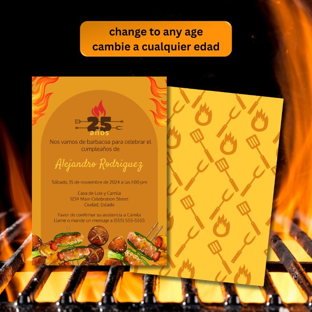 Convites Churrasco Espanhol para Homens de Qualquer Idade e (Criador carregado)