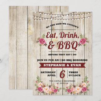 Convites CHURRASCO I do chá de casamento Convidar 5x7