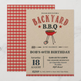 Convites Churrasco Male Birthday Red Gingham Artesanato