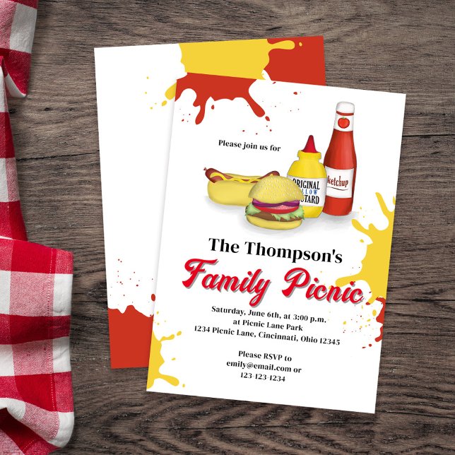 Convites Churrasco Picnic Summer da família personalizado (Family picnic whimsical invitations)