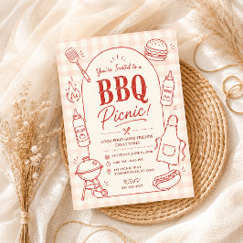 Convites Churrasco Piquenique Festa Retrô ao Ar Livre Verão