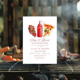 Convites CHURRASCO Pizza gênero chá de fraldas natural