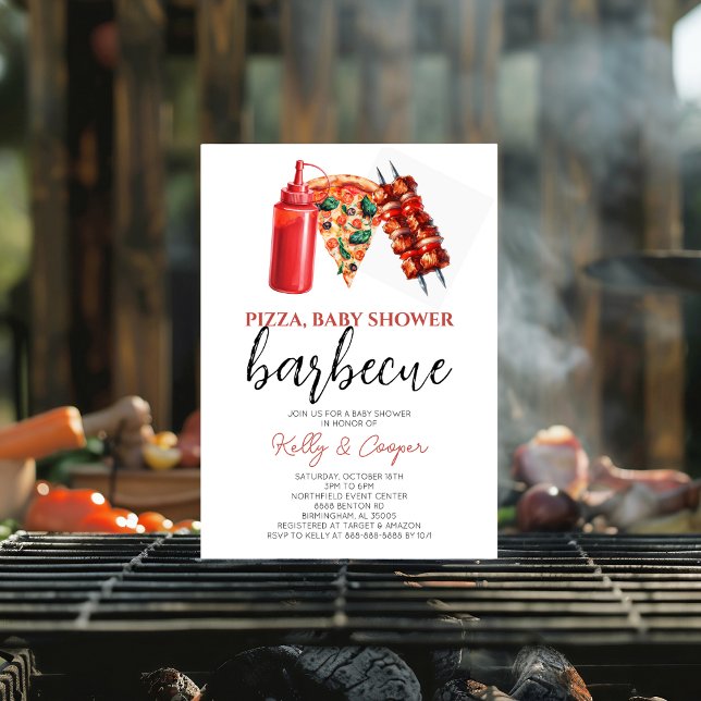 Convites CHURRASCO Pizza gênero chá de fraldas natural (Criador carregado)