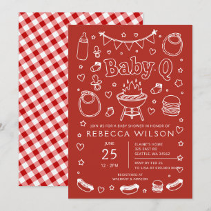 Convites Churrasco Red Baby Q Churrasco Baby Shower