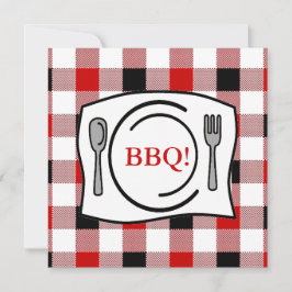 Convites CHURRASCO Red Black Gingham Tablecloth