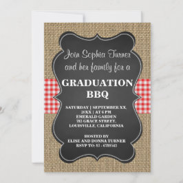 Convites Churrasco Rustic Burlap and Chalkboard GRADUATION 