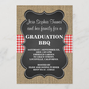 Convites Churrasco Rustic Burlap and Chalkboard GRADUATION 