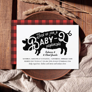 Convites Churrasco Vintage Black Pig Baby-Q Chá de fraldas