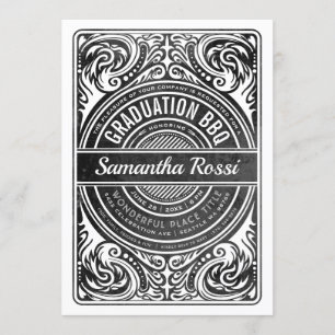 Convites CHURRASCOS de graduação em preto e branco
