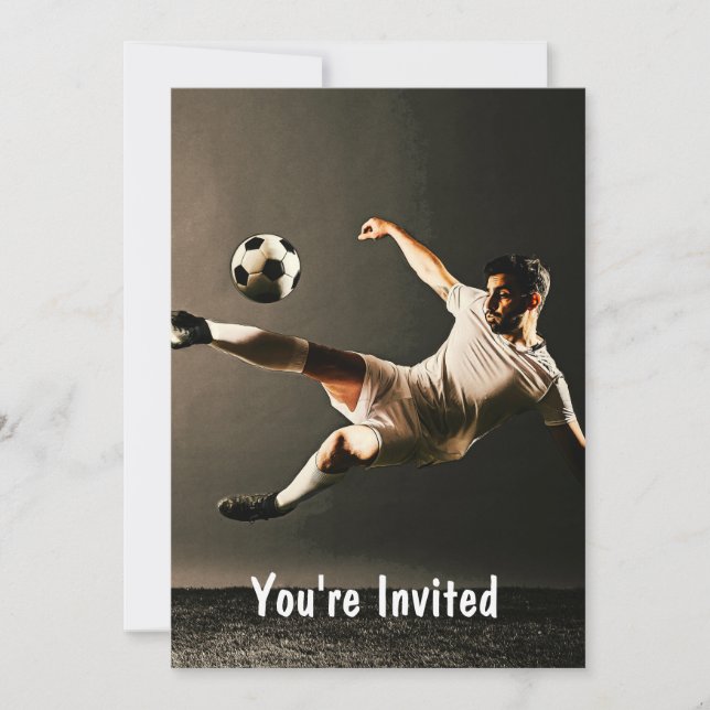 Convites Chute de futebol preto moody com bola (Frente)