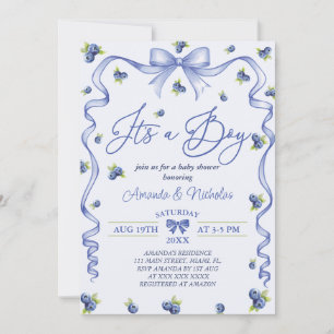 Convites Chuva Azul Baby Shower de Mirtilo