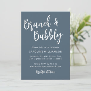 Convites Chuva Azul Borbulhante de Brunch com Letra Moderna