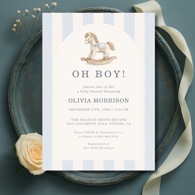 Convites Chuva Azul Cavalinho de Pau Chás de Bebê (Criador carregado)