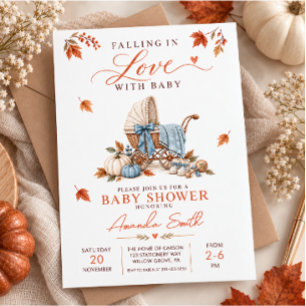 Convites Chuva Azul de Bebê Carrinho de Bebê Menino Shower