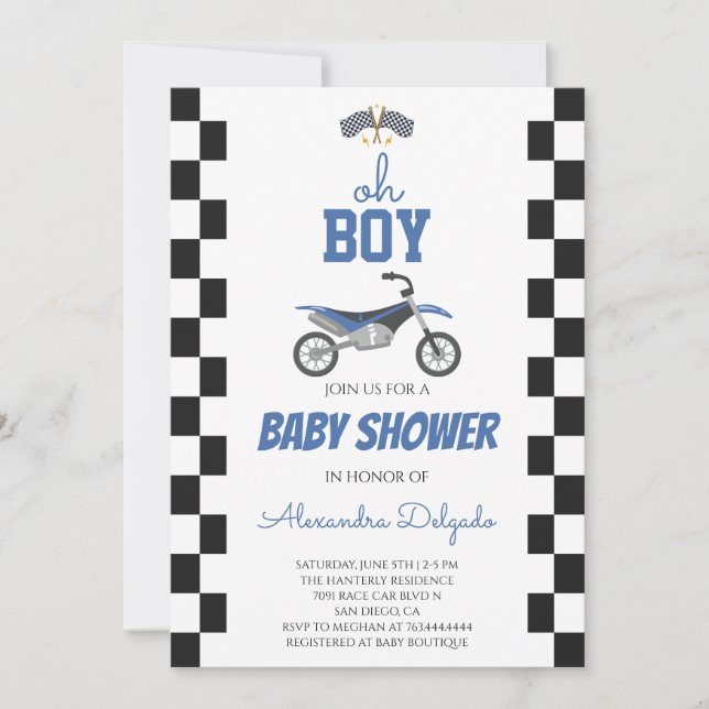 Convites Chuva Azul de Menino Chuvinha de Bebê de Bicicleta (Frente)