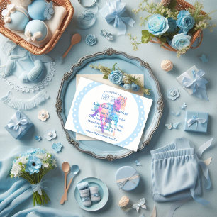 Convites Chuva Azul Geométrica Cavalo Correndo Baby Shower