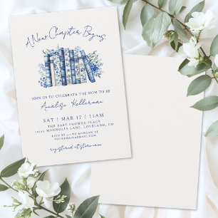 Convites Chuva Azul Novo Capítulo Floral Livro Chá de Bebê