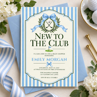 Convites Chuva Azul Novo no Clube de Golfe Baby Shower