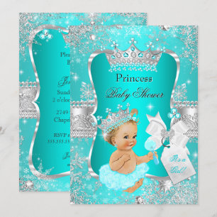 Convites Chuva Azul Princesa Bebê Festa de Criança Loura Me
