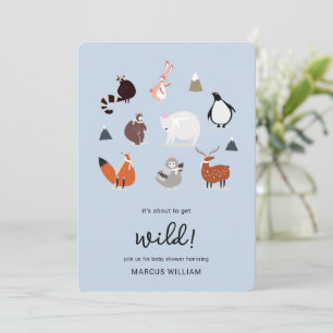 Convites Chuva Azul Selvagem Safari Animal Baby Shower