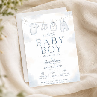 Convites Chuva Azul Um Menino Doce Neutro Chás de Bebê