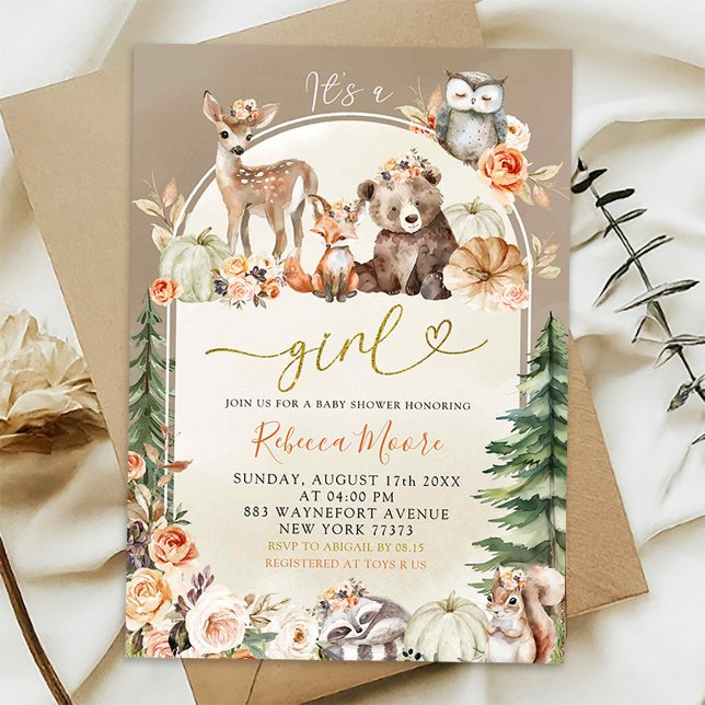Convites Chuva Boho Floresta Floresta Baby Shower (Criador carregado)