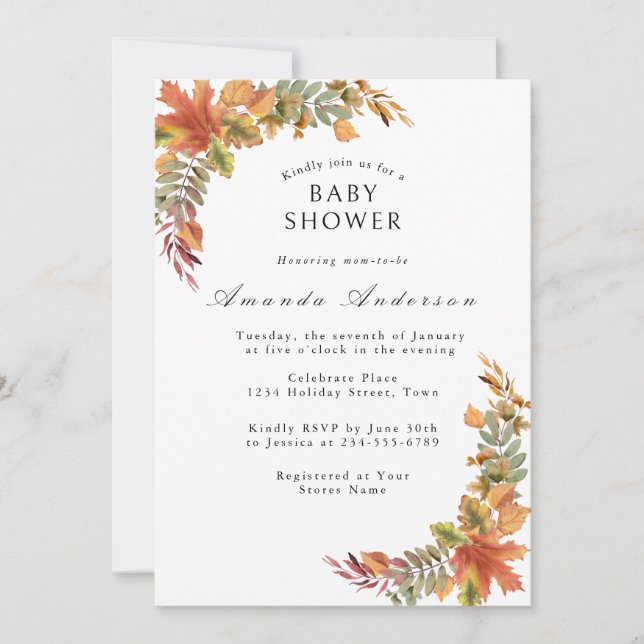 Convites Chuva Boho Rústica Baby Shower (Frente)