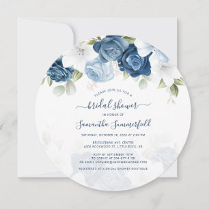 Convites Chuva Botânica Floral Azul Esverdeada Chá de Noiva