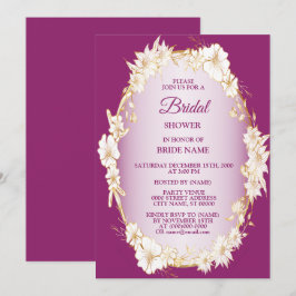 Convites Chuva Branca Dourada Floral Rosa Casamento Noiva