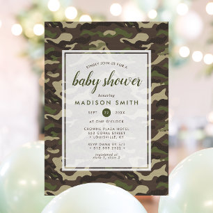 Convites Chuva Camuflada Verde Menino Baby Shower