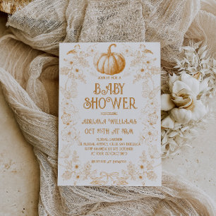 Convites Chuva de Abóboras Toile De Jouy Baby Shower