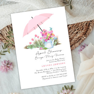 Convites Chuva de Abril Rosa Traz Flores de Maio Baby Showe