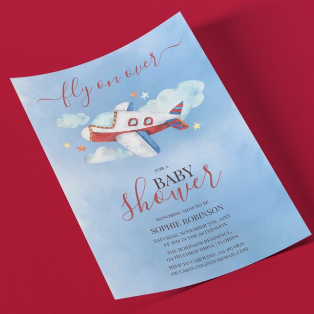 Convites Chuva de água doce Aeroplano Baby Shower (Criador carregado)