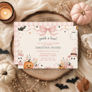 Convites Chuva de Algodão Rosa Pequeno Boo Halloween Chás d
