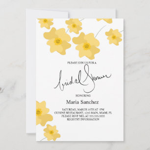 Convites Chuva de Amarelo Ousado de Papoula Floral Primaver