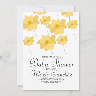Convites Chuva de Amarelo Ousado Floral de Papoula na Prima