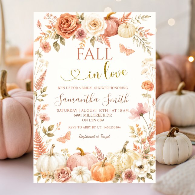 Convites Chuva de Amor Abóbora Boho Floral Chá de Noiva (Criador carregado)