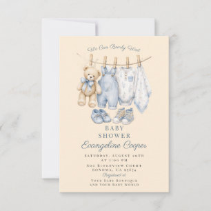 Convites Chuva de Amor Aguenta Azul Baby Shower