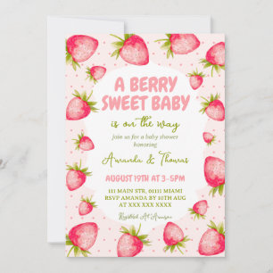 Convites Chuva de Amor Baby Shower de Morango