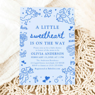 Convites Chuva de Amor: Baby Shower de Valentim Desenhado à
