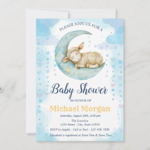 Convites Chuva de Amor Baby Shower Ovelhinha Azul