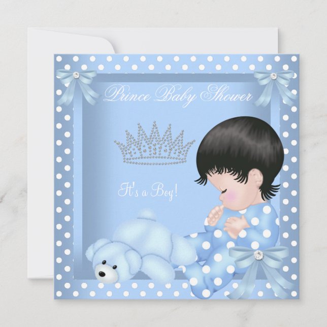 Convites Chuva de Amor Bebê Menino Azul Bolinhas 2 (Frente)