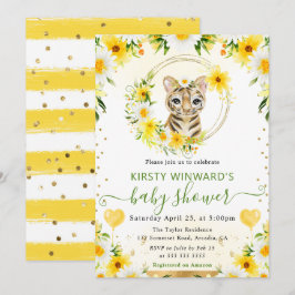 Convites Chuva de Amor Bebê Tigre da Selva Fofo em Aquarela