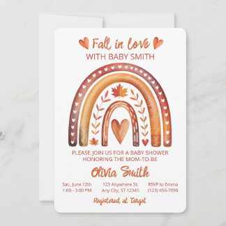 Convites Chuva de Amor Boho Arco-íris Terracota Baby Shower