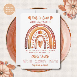 Convites Chuva de Amor Boho Arco-íris Terracota Baby Shower
